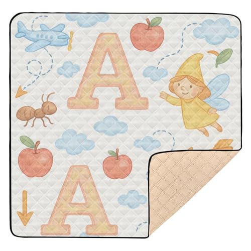 Storybook Buchstabe A Tapete, weich gepolsterte Baby-Gymnastik- und Aktivitätsmatte für drinnen und draußen, 1-teilige Aktivitätsmatte für Babys, Kinder, Kleinkinder, Säuglinge, 127 x 127 cm von Caihoyu