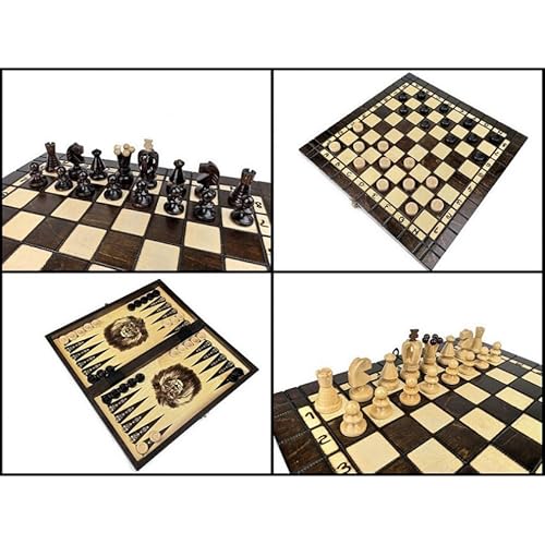 Set 3-in-1 Schach + Dame + Backgammon-Set 27 x 27 cm von Caissa