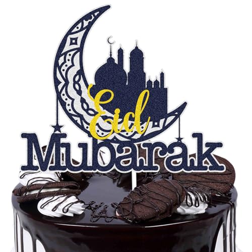 Eid Mubarak Tortenaufsatz – Ramadan Mubarak Eid Mubarak Party Mond Srar Kuchendekoration – Eid Al Fitr & Eid Al Adha Festival, Babyparty, Geburtstagsparty-Dekorationen von Caiwowo