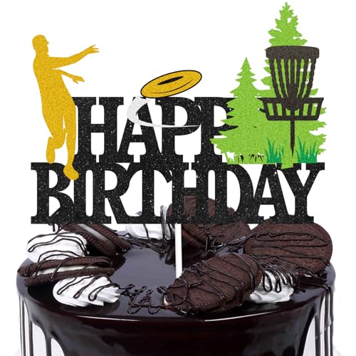 Tortenaufsatz "Happy Birthday", Motiv: Discgolf, "Happy Birthday", Bau, Kipplaster, Party-Kuchenaufsatz, Dekoration, Jungentransport-Geburtstagsparty-Zubehör von Caiwowo
