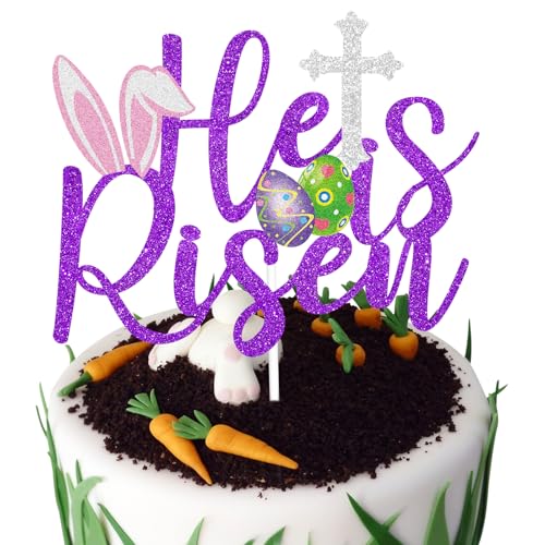 Tortenaufsatz mit Aufschrift "He Is Risen", "Happy Spring", glitzernd, Haseneier, Kuchendekoration, christlicher Osterhase, Kindergeburtstag, Partyzubehör, Dekoration Tortenaufsatz mit Aufschrift "He Is Risen", "Happy Spring", glitzernd, Haseneier, Kuchendekoration, christlicher Osterhase, Kindergeburtstag, Partyzubehör, Dekoration von Caiwowo
