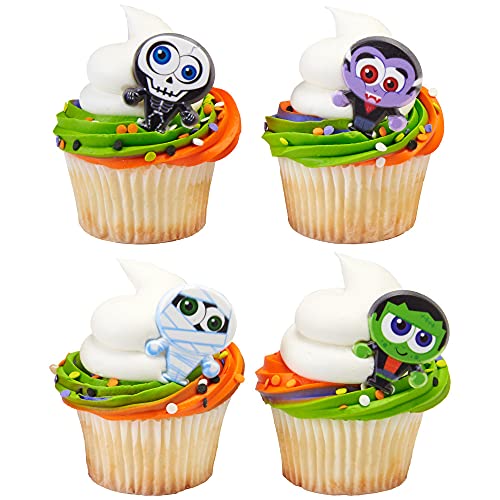 CakeDrake Klassisches Monster-Sortiment Cupcake-Ringe (24 Stück) Halloween-Thema Kuchendekoration Kuchendekoration von CakeDrake