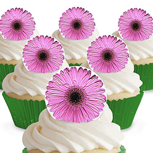 Cakeshop 12 x Vorgeschnittene und Essbare Rosa Blumen Kuchen Topper (Tortenaufleger, Bedruckte Oblaten, Oblatenaufleger) von Cakeshop
