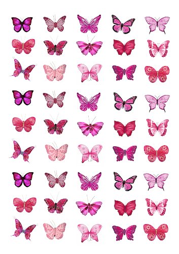 Cakeshop 45 x Essbare Rosa Schmetterlingskuchen Topper (Tortenaufleger, Bedruckte Oblaten, Oblatenaufleger) von Cakeshop