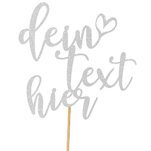 Cakeshop Personalisierte Nachricht Glitzer Kuchen Deko Angepasste Farbe alle Namen, jedes Alter, alle Wörter Glitzer Kuchen Dekoration für Geburtstagskuchen (Helles Silber) von Cakeshop