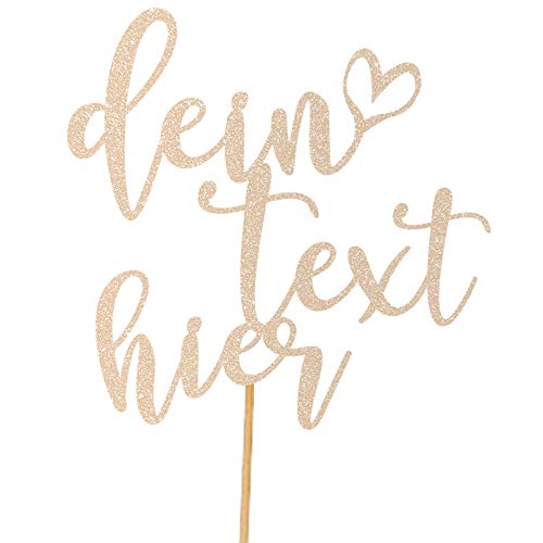 Cakeshop Personalisierte Nachricht Glitzer Kuchen Deko Angepasste Farbe alle Namen, jedes Alter, alle Wörter Glitzer Kuchen Dekoration für Geburtstagskuchen (Rose Gold) von Cakeshop