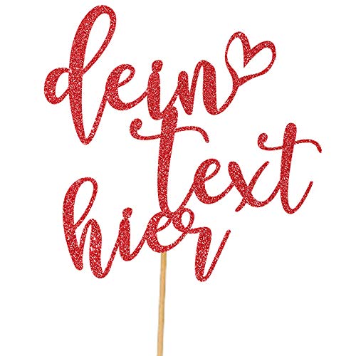Cakeshop Personalisierte Nachricht Glitzer Kuchen Deko Angepasste Farbe alle Namen, jedes Alter, alle Wörter Glitzer Kuchen Dekoration für Geburtstagskuchen (Rot) von Cakeshop