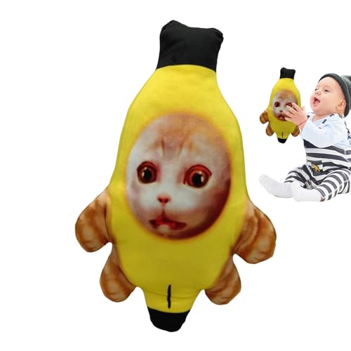 Calakono Bananenkatze, Bananenkatzenspielzeug | Stoffkatze Schlüsselanhänger | Bananenkatzen-Plüsch, weinende Bananenkatzen-Plüschkatze, lustiger Bananenkatzen-Schlüsselanhänger mit Sound für Kinder von Calakono