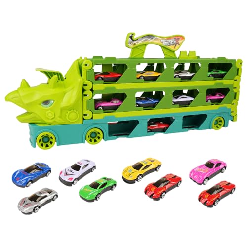 Calakono Dinosaurier-LKW-Spielset, Riesiges Spielzeugauto-Set Für Kinder, LKW Mit Buntem Fahrzeugset-Spielzeug, Dinosaurier-Autotransporter-LKW-Set In Box, Kinder von Calakono
