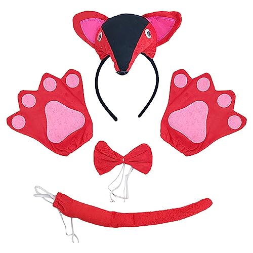 Calakono Tierschwanz und Ohren,Ohren und Schwanz - 4 teile/satz 3D Cos Tier Schwanz und Ohren Kostüm für Mädchen - Plüsch-Bauernhof-, Wald- und Zootier-Kostümset für Kinder, ausgefallenes von Calakono