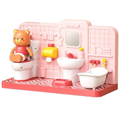 Calakono Töpfchen-Zeitspielzeug, interaktives Töpfchen-Zeitspielzeug, pädagogisches Badezimmerspielzeug, lernendes Toilettenspielzeug, Miniatur-Waschbecken-Set von Calakono