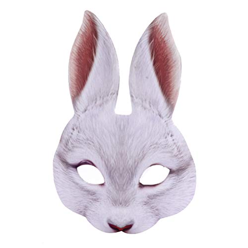 Calayu Ostern Kaninchen Maske, lustige Eva Half-Face Bunny Maske Hasen Kostüm Ohrmaske für Party Festival Cosplay von Calayu