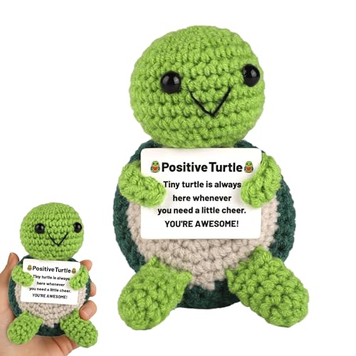Caldamn Meeresschildkröte, positive Geschenke, positive Häkeltiere, emotionale Unterstützung, Häkeltier-Wollpuppe für inspirierende, motivierende Aufheiterung, Geschenk für Erwachsene und Kinder von Caldamn