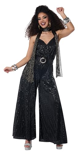 California Costumes Adult Women's Black Lets Dance Disco Jumpsuit 70s Fancy Dress Costume von California Costumes