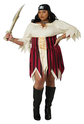 California Costumes Damen Übergröße, schwüler Seepirat, Schwarz/Rot/Creme, XXL Große Größen von California Costumes