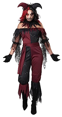 California Costumes Psychopatisches Harlekin-Kostüm für Damen Halloween-Verkleidung rot-schwarz - Schwarz von California Costumes