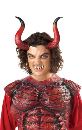 California Costumes Unisex Hellion Teufel Hörner ohne Zähne Halloween Kostüm Zubehör, rot, schwarz, Einheitsgröße von California Costumes
