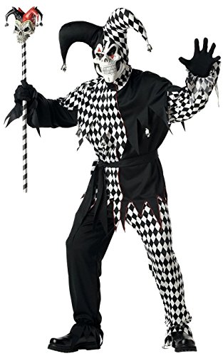 Express Fancy Dress Herren-Kostüm, böser Hofnarr / Harlekin, Weiß von California Costumes