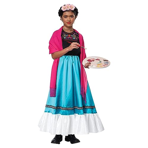 Frida Kahlo Halloween-Kostüm für Kinder, mehrfarbig, Größe L (Größe 10–12) von California Costumes