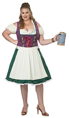 Generique - Dirndl-Kostüm für Damen in Übergröße Karnevals-Verkleidung grün-Weiss - XL (44/46) von California Costumes