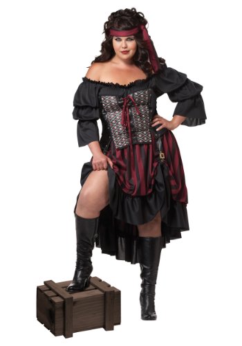 Generique - Sexy Piratin Damenkostüm XXL schwarz-Bordeaux - XXXL (48/50) von California Costumes