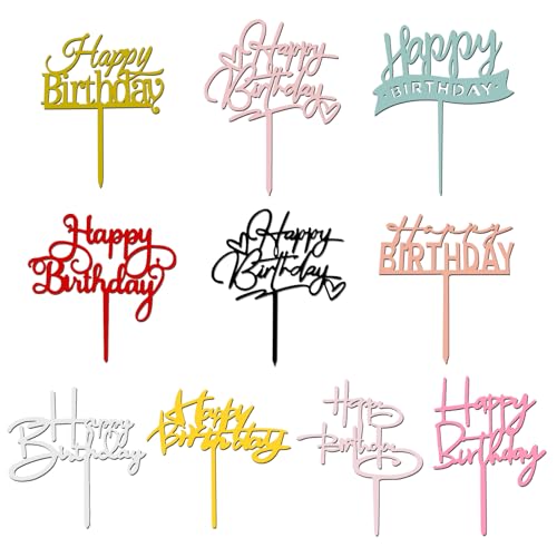 Calkkrer 10 Stück Happy Birthday Tortendeko Set, Glitzer Cake Topper Geburtstag, Kuchendeko Geburtstag, Torten Deko Happy Birthday, Tortendeko Geburtstag in 10 Stilen Calkkrer 10 Stück Happy Birthday Tortendeko Set, Glitzer Cake Topper Geburtstag, Kuchendeko Geburtstag, Torten Deko Happy Birthday, Tortendeko Geburtstag in 10 Stilen von Calkkrer