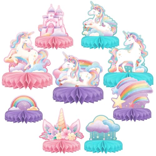 Calkkrer 9PCS Einhorn Kindergeburtstag Deko, Einhorn Tischdeko mit Waben-Zentrumstück, Regenbogen & Einhorn Tortendeko, Einhorn Muffin Deko, Einhorn Kuchendeko Calkkrer 9PCS Einhorn Kindergeburtstag Deko, Einhorn Tischdeko mit Waben-Zentrumstück, Regenbogen & Einhorn Tortendeko, Einhorn Muffin Deko, Einhorn Kuchendeko von Calkkrer