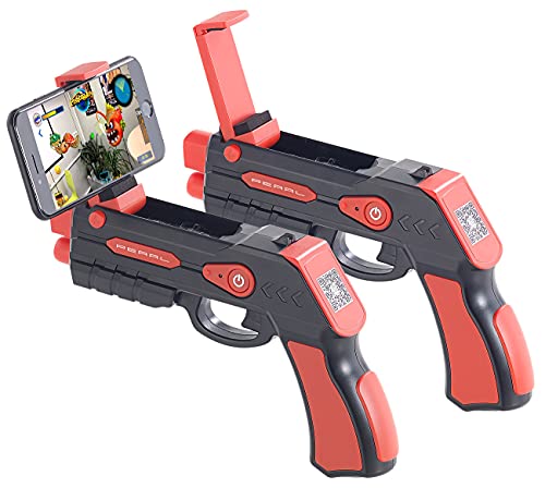 Callstel Pistolen-Spiele: 2er-Set Augmented-Reality AR-Pistole, Bluetooth, Smartphone bis 5,5" (Pistole mit für AR-Spiel, Bluetooth, Gaming Pistole, Handyhalterung) von Callstel