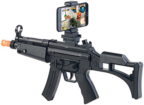 Callstel VR Gewehr: Augmented-Reality-Gewehr, Bluetooth 4.0, Smartphones bis 85 mm Breite (Smartphone-Gaming-Gun, AR-Gaming-Controller, Handyhalterung) von Callstel