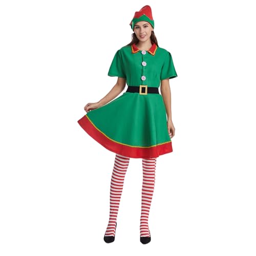 Cosplay-Kostüm für Erwachsene, Weihnachtsbaummantel mit Hose/Spleißkleid, Set für Urlaubsparty (Damen, Größe 48-grün, Größe XXL) von Caloter