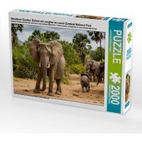 Abenteuer Sambia: Elefant mit Jungtier im Lower Zambezi National Park (Puzzle) von Calvendo Puzzle