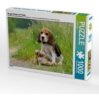 Beagle-Welpe mit Teddy (Puzzle) von Calvendo Puzzle
