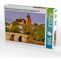 Blick über die 104 m lange und über 6 m breite alte Lahnbrücke zum Dom (Puzzle) von Calvendo Puzzle
