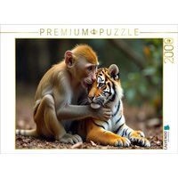 CALVENDO Puzzle Äffchen mit jungem Tiger 2000 Teile Lege-Größe 90x67cm Foto-Puzzle für glückliche Stunden CALVENDO Puzzle Äffchen mit jungem Tiger 2000 Teile Lege-Größe 90x67cm Foto-Puzzle für glückliche Stunden von Calvendo Puzzle