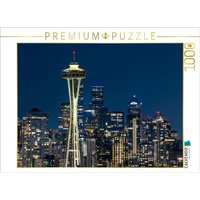 CALVENDO Puzzle Atemberaubende Skyline von Seattle zur blauen Stunde 1000 Teile Lege-Größe 64x48cm Foto-Puzzle für glückliche Stunden von Calvendo Puzzle