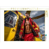 CALVENDO Puzzle Attraktiver Notarzt mit Sixpack vor Rettungshubschrauber 1000 Teile Lege-Größe 64x48cm Foto-Puzzle für glückliche Stunden von Calvendo Puzzle