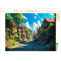 CALVENDO Puzzle Auf dem Weg in die Stadt - Anime Dorflandschaft 2000 Teile Lege-Größe 90x67cm Foto-Puzzle für glückliche Stunden von Calvendo Puzzle