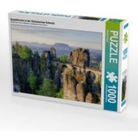 CALVENDO Puzzle Basteibrücke in der Sächsischen Schweiz, Lege-Größe 64 x 48 cm Foto-Puzzle Bild von Michael Valjak von xxx