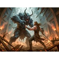 CALVENDO Puzzle Beowulf kämpft nachts gegen das Monster Grendel 1000 Teile Lege-Größe 64x48cm Foto-Puzzle für glückliche Stunden von Calvendo Puzzle