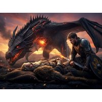 CALVENDO Puzzle Beowulf stirbt nach dem Sieg über Drachen 1000 Teile Lege-Größe 64x48cm Foto-Puzzle für glückliche Stunden von Calvendo Puzzle