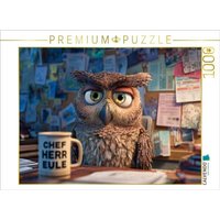 CALVENDO Puzzle Büro-Eule mit Kaffeetasse und genervtem Blick 1000 Teile Lege-Größe 64x48cm Foto-Puzzle für glückliche Stunden von Calvendo Puzzle