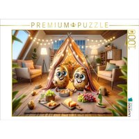 CALVENDO Puzzle Camping-Abenteuer zu Hause: Die Couch-Potatoes und ihr Zelt 1000 Teile Lege-Größe 64x48cm Foto-Puzzle für glückliche Stunden von Calvendo Puzzle