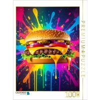 CALVENDO Puzzle Cheeseburger im Farbflash 1000 Teile Lege-Größe 64x48cm Foto-Puzzle für glückliche Stunden von Calvendo Puzzle