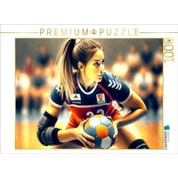 CALVENDO Puzzle Damen Handball: Fokussierte Intensität 1000 Teile Lege-Größe 64x48cm Foto-Puzzle für glückliche Stunden von Calvendo Puzzle