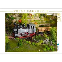 CALVENDO Puzzle Dampflok vor dem Holzzug 1000 Teile Lege-Größe 64x48cm Foto-Puzzle für glückliche Stunden von CALVENDO Verlag GmbH