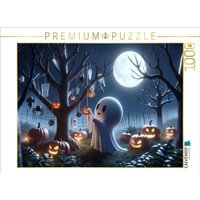 CALVENDO Puzzle Das kleine Gespenst schmückt den Halloween-Baum 1000 Teile Lege-Größe 64x48cm Foto-Puzzle für glückliche Stunden von Calvendo Puzzle