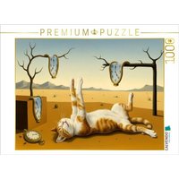 CALVENDO Puzzle Die Beständigkeit der Faulheit - Salvador Dali - Gemälde mit Katze 1000 Teile Lege-Größe 64x48cm Foto-Puzzle für glückliche Stunden von CALVENDO Verlag GmbH