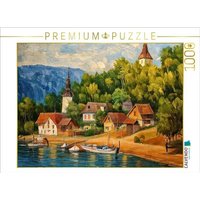 CALVENDO Puzzle Dorf an einem kleinen Badesee 1000 Teile Lege-Größe 64x48cm Foto-Puzzle für glückliche Stunden von Calvendo Puzzle