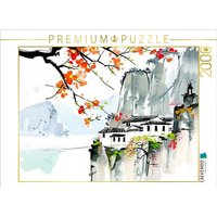 CALVENDO Puzzle Dorf in den Bergen Chinas. Tuschemalerei 2000 Teile Lege-Größe 90x67cm Foto-Puzzle für glückliche Stunden von Calvendo Puzzle