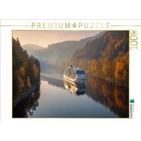 CALVENDO Puzzle Ein Kreuzfahrtschiff fährt durch herbstliche Flusslandschaft 1000 Teile Lege-Größe 64x48cm Foto-Puzzle für glückliche Stunden von Calvendo Puzzle